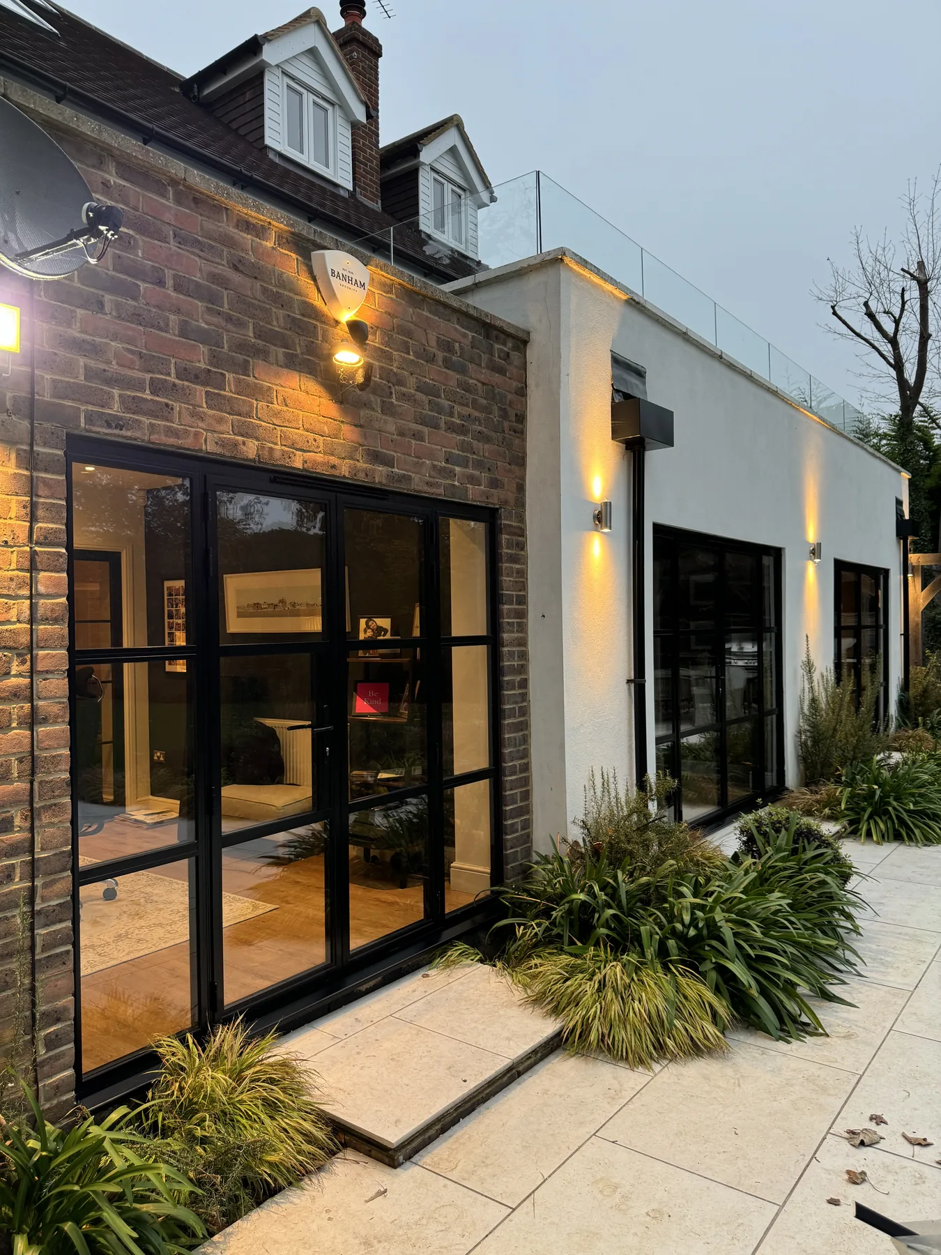 Slimline aluminium heritage doors on a Fetcham exterior project