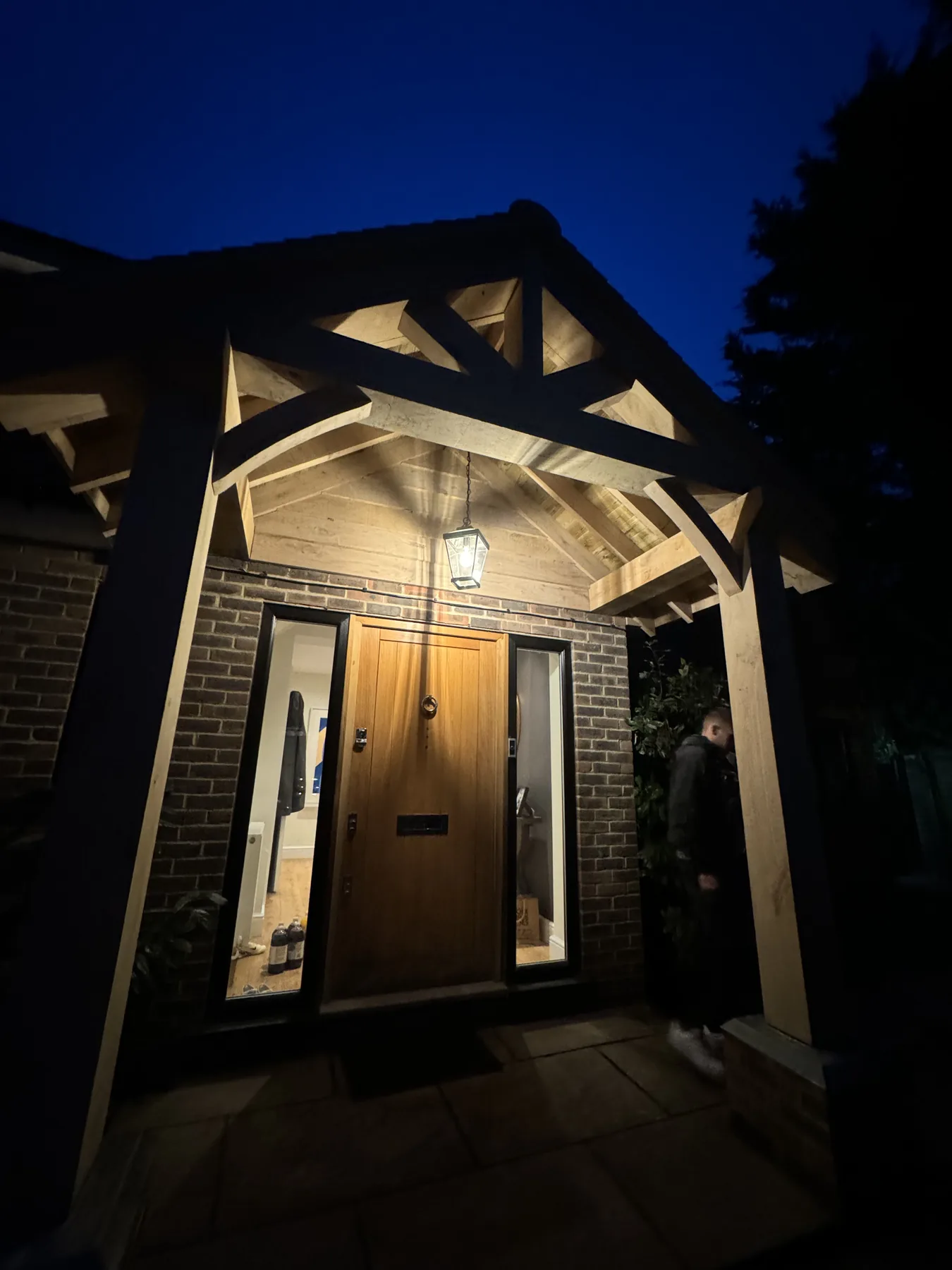 Completed bespoke oak porch and exterior upgrade in Fetcham