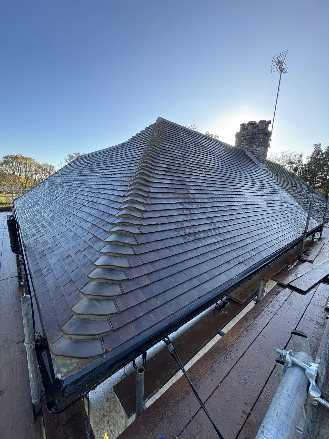Side view of Godalming pitched roof replacement