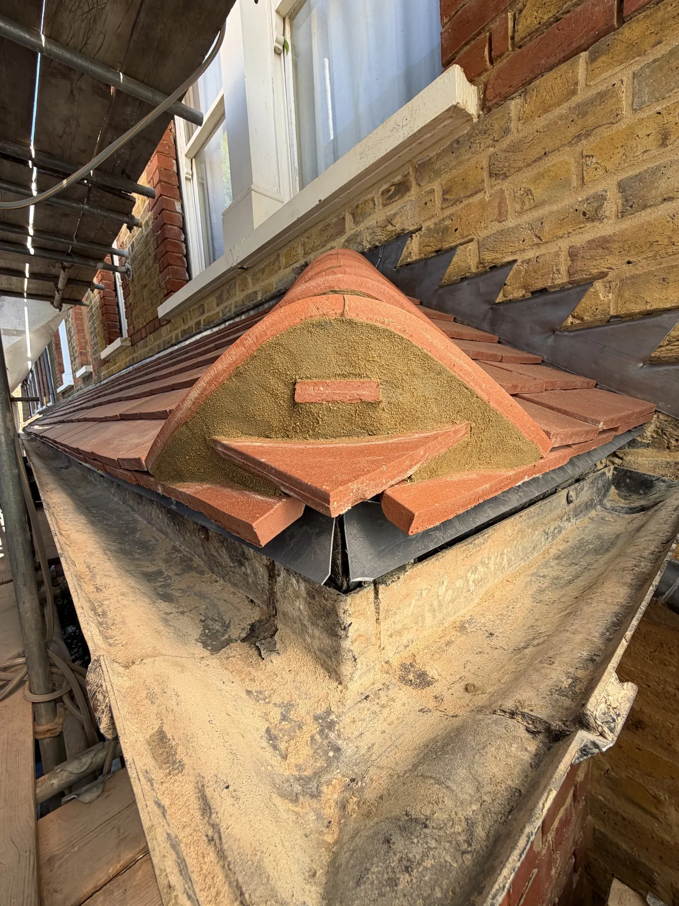 Finished rosemary clay tile porch roof edge in Richmond