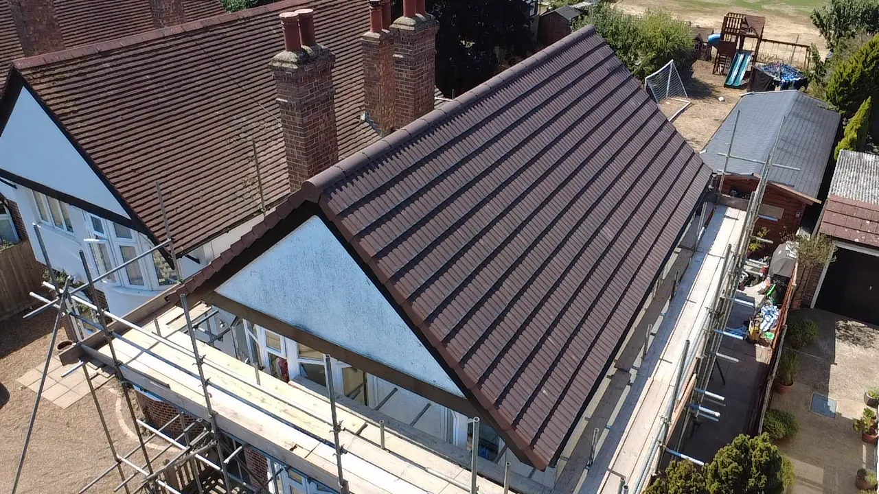 Completed Redland 49 tiled roof after closed-cell spray foam removal